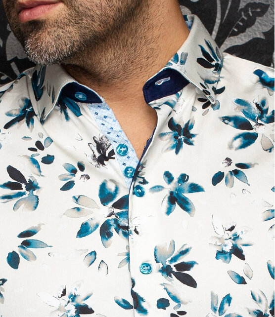 Au Noir Amaro Stretch Pattern Dress Shirt - Beige