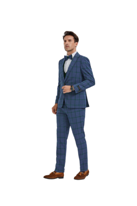TAZZIO 3PC CHECK SUIT