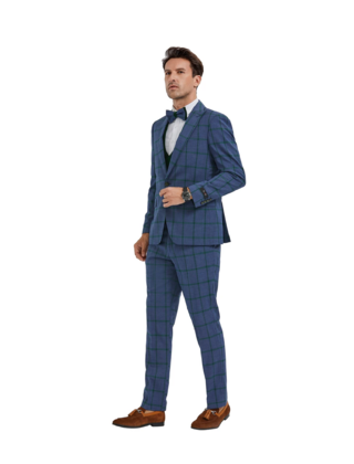 TAZZIO 3PC CHECK SUIT