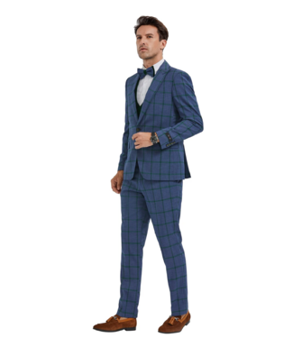 Tazzio TAZZIO 3PC CHECK SUIT