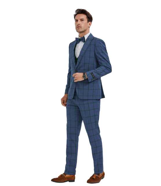 TAZZIO 3PC CHECK SUIT