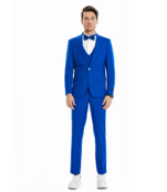 Tazzio 1 Button Pinstripe Suit - 3 Piece - Royal Blue
