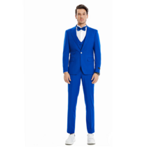 Tazzio 1 Button Pinstripe Suit - 3 Piece - Royal Blue