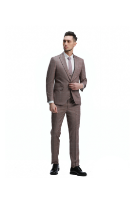 Tazzio 3 Piece Check Suit - Rose