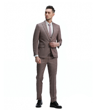Tazzio Tazzio 3 Piece Check Suit - Rose
