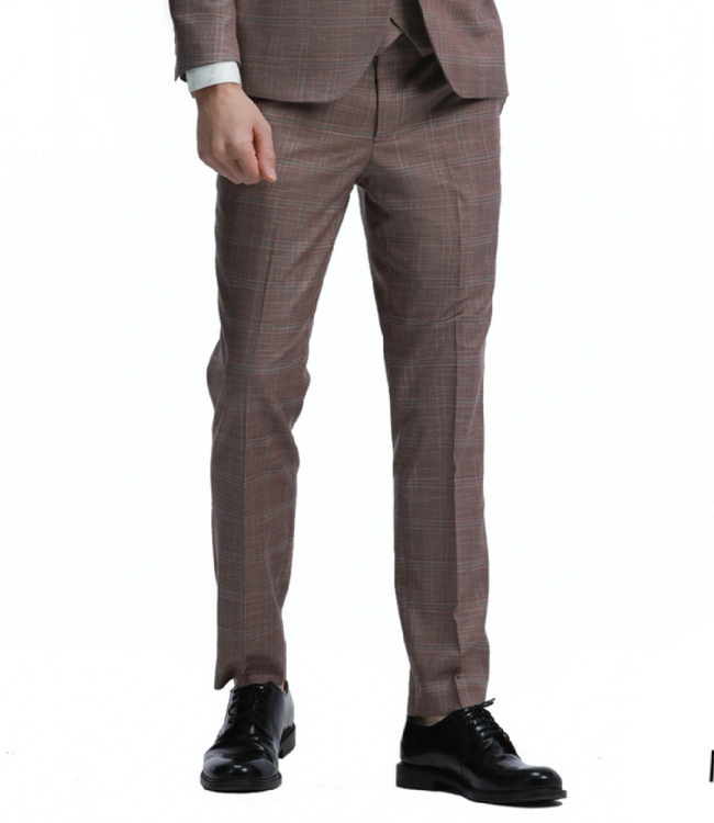 Tazzio Tazzio 3 Piece Check Suit - Rose