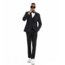 Tazzio Tazzio 1 Button Peak Lapel Pinstripe Suit - 3 Piece - Black