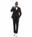 Tazzio Tazzio 1 Button Peak Lapel Pinstripe Suit - 3 Piece - Black