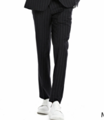 Tazzio 1 Button Peak Lapel Pinstripe Suit - 3 Piece - Black