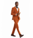 Tazzio Tazzio 1 Button Peak Lapel Pinstripe Suit - 3 Piece - Rust