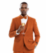 Tazzio Tazzio 1 Button Peak Lapel Pinstripe Suit - 3 Piece - Rust