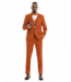Tazzio Tazzio 1 Button Peak Lapel Pinstripe Suit - 3 Piece - Rust