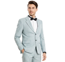 Tazzio 2 Button Peak Lapel Pinstripe Suit - 3 Piece - Mint Grey