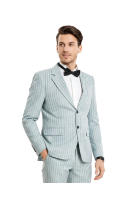 Tazzio 2 Button Peak Lapel Pinstripe Suit - 3 Piece - Mint Grey