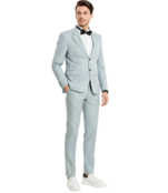 Tazzio 2 Button Peak Lapel Pinstripe Suit - 3 Piece - Mint Grey