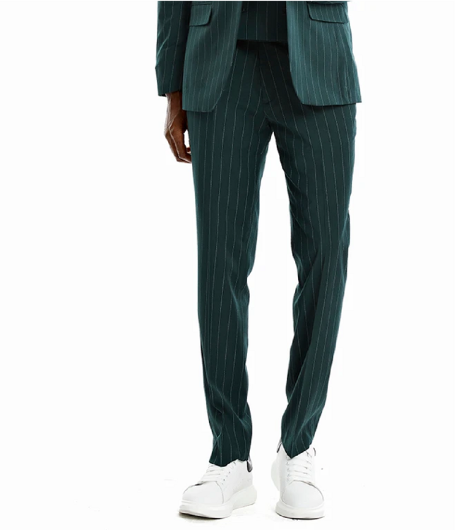 Tazzio Tazzio 1 Button Peak Lapel Pinstripe Suit - 3 Piece - Hunter