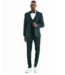 Tazzio Tazzio 1 Button Peak Lapel Pinstripe Suit - 3 Piece - Hunter