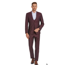 Tazzio Windowpane Suit - 3 Piece - Wine