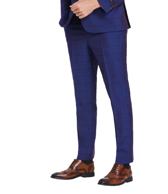 Tazzio Windowpane Suit - 3 Piece - Admiral Blue