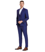 Tazzio Windowpane Suit - 3 Piece - Admiral Blue