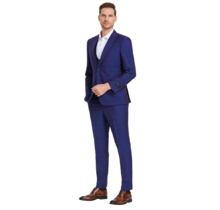 Tazzio Windowpane Suit - 3 Piece - Admiral Blue