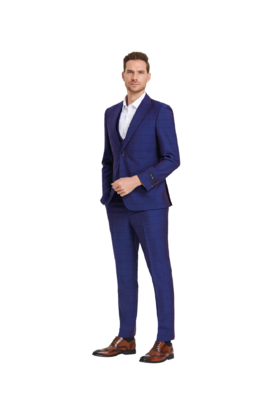 Tazzio Windowpane Suit - 3 Piece - Admiral Blue