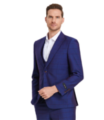 Tazzio Windowpane Suit - 3 Piece - Admiral Blue
