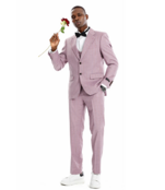 Tazzio 2 Button Peak Lapel Pinstripe Suit - 3 Piece - Dusty Rose
