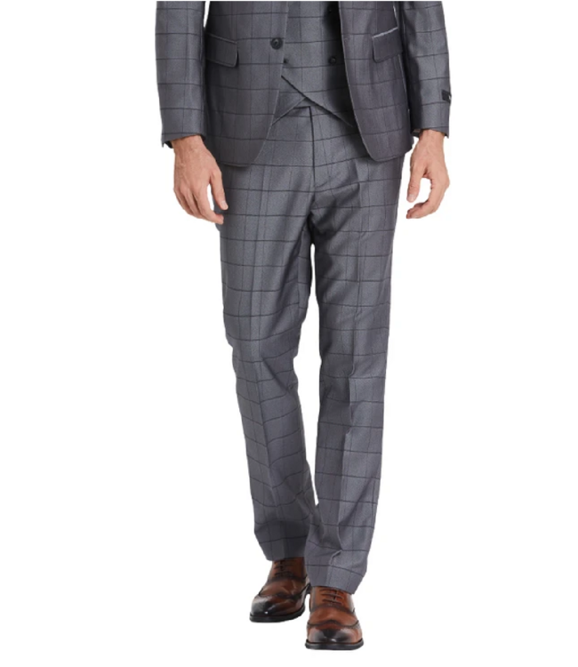Tazzio Tazzio Windowpane Suit - 3 Piece - Gunmetal