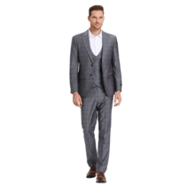 Tazzio Windowpane Suit - 3 Piece - Gunmetal