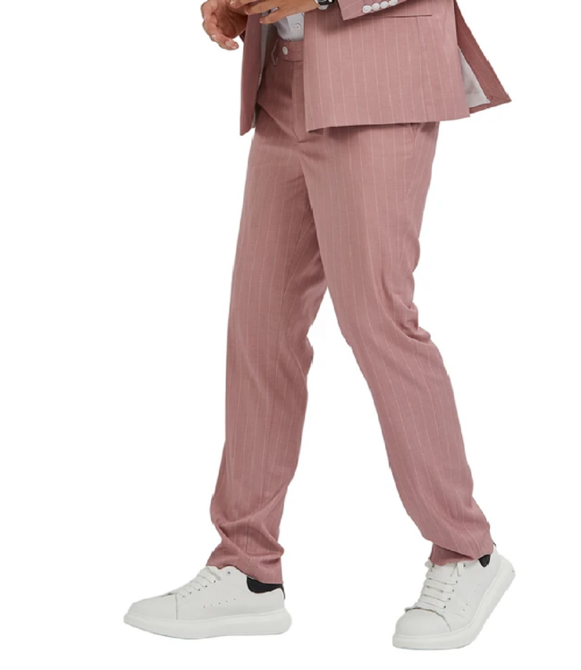 Tazzio Tazzio Pinstripe Double Breasted Suit - Pink