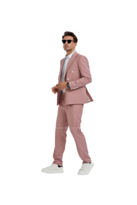 Tazzio Pinstripe Double Breasted Suit - Pink