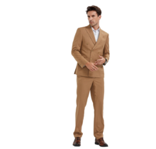 Tazzio Pinstripe Double Breasted Suit - Camel