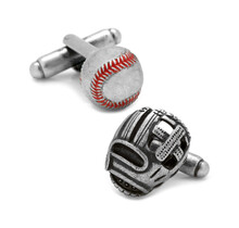 Baseball and Glove Antique Silver Cufflinks