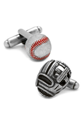 Baseball and Glove Antique Silver Cufflinks