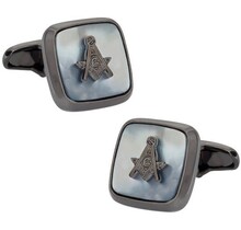 Gunmetal Mother of Pearl Masonic Cufflinks