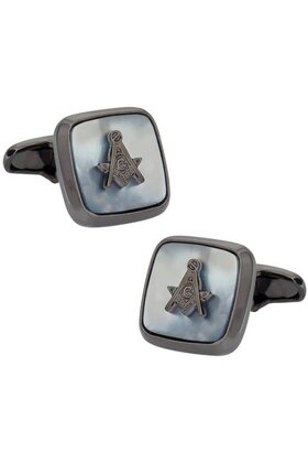 Gunmetal Mother of Pearl Masonic Cufflinks