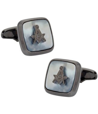 Gunmetal Mother of Pearl Masonic Cufflinks
