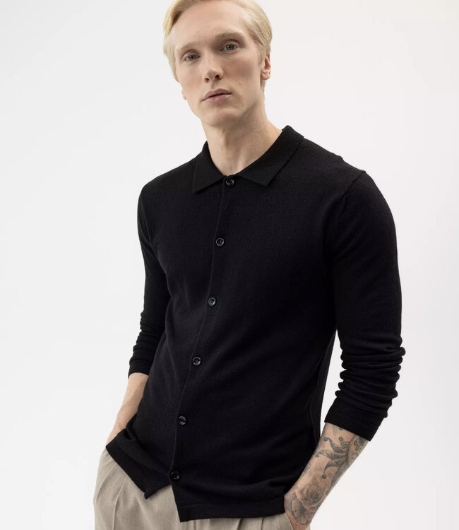 Holebrook - Chris - Cashmere Blend Button Up Sweater - Black