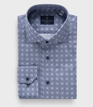 Emanuel Berg-Luxury Yoga Cotton Dress Shirt - Medium Blue