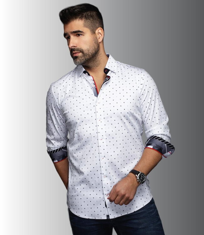 Au Noir Au Noir - Clyde - 100% Cotton Stretch Dress Shirt - White