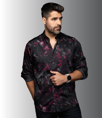 Au Noir Au Noir - Charlton - Cotton Stretch Dress Shirt - Black/Red