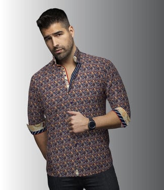 Au Noir Au Noir Maddox Knit Dress Shirt - Navy/Rust
