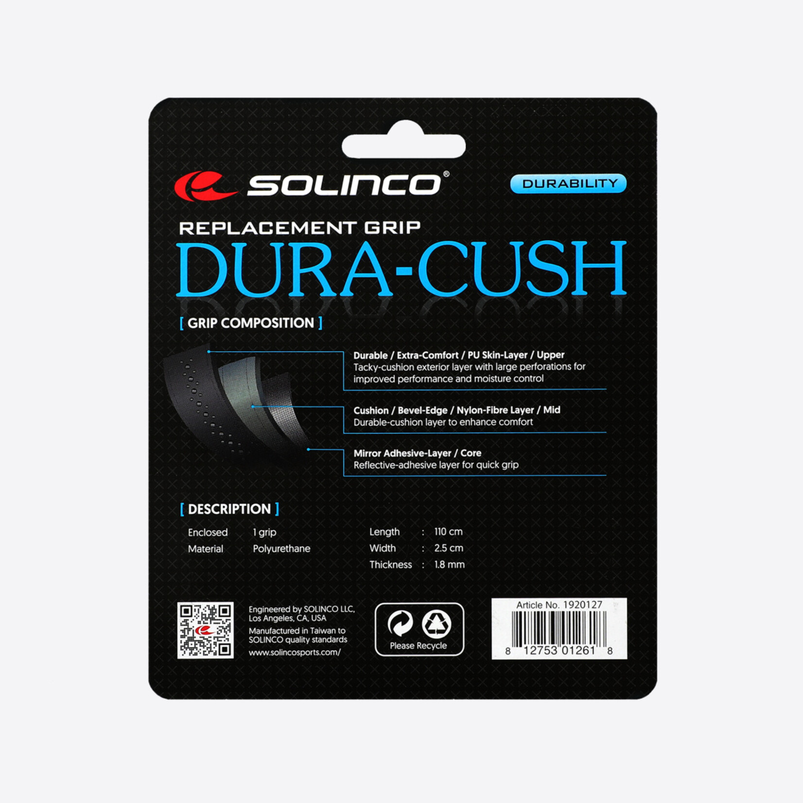 Solinco Dura-Cush Replacement Grip Black