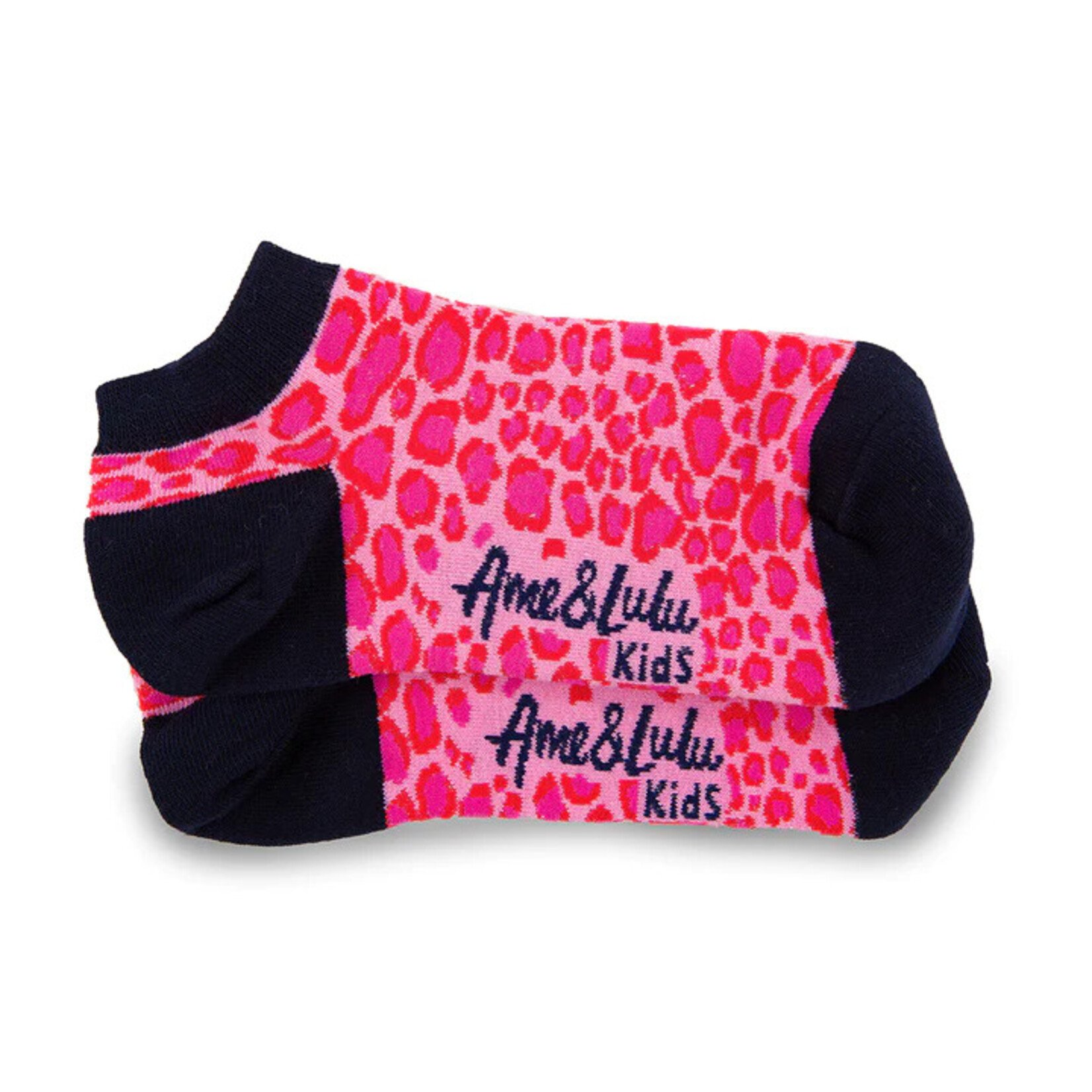 Ame & Lulu Pink Leopard Sporty Feet Socks