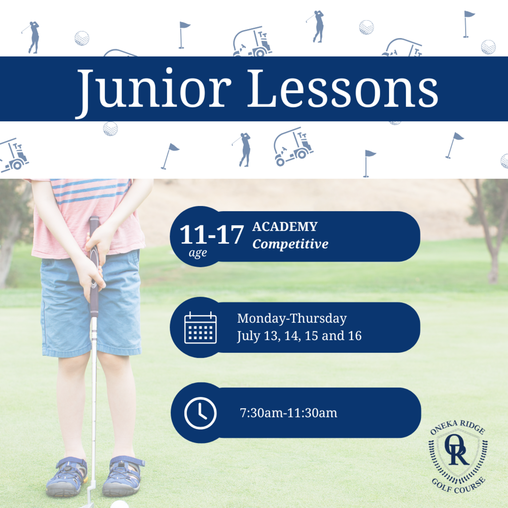 2026 Lessons ACADEMY - Mon-Thurs, July 13-16, 7:30-11:30AM