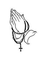 PRAYING HANDS W/ROSARY AUTO DECAL