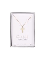 ALEXA ANGELS PAVE CROSS NECKLACE GLD 15"
