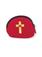 ROSARY BAG W/CONFIRMATION SYMBOL RED/GLD