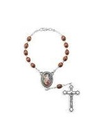 GUARDIAN ANGEL BROWN WOOD 6MM X 9MM AUTO ROSARY